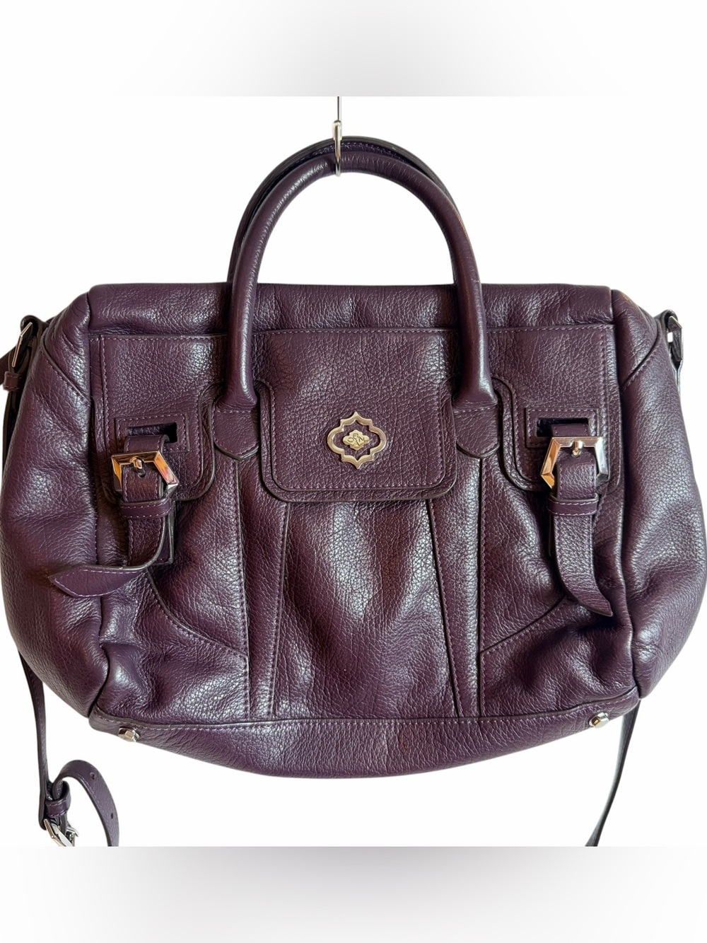 orYANY Burgundy Pebbled Leather Satchel Crossbody Shoulder Bag